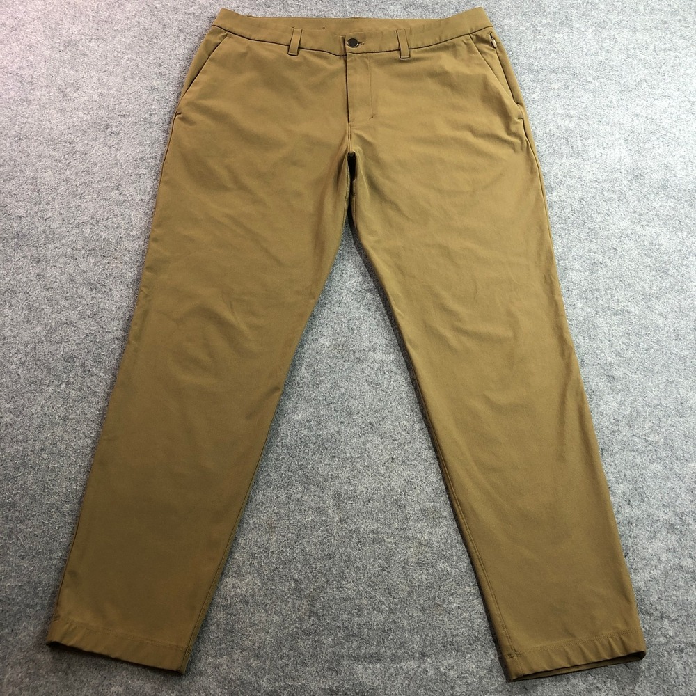 Lululemon Mens Commission Pant Slim 36 Artifact Tan Warpstreme Chino LM5AO4S